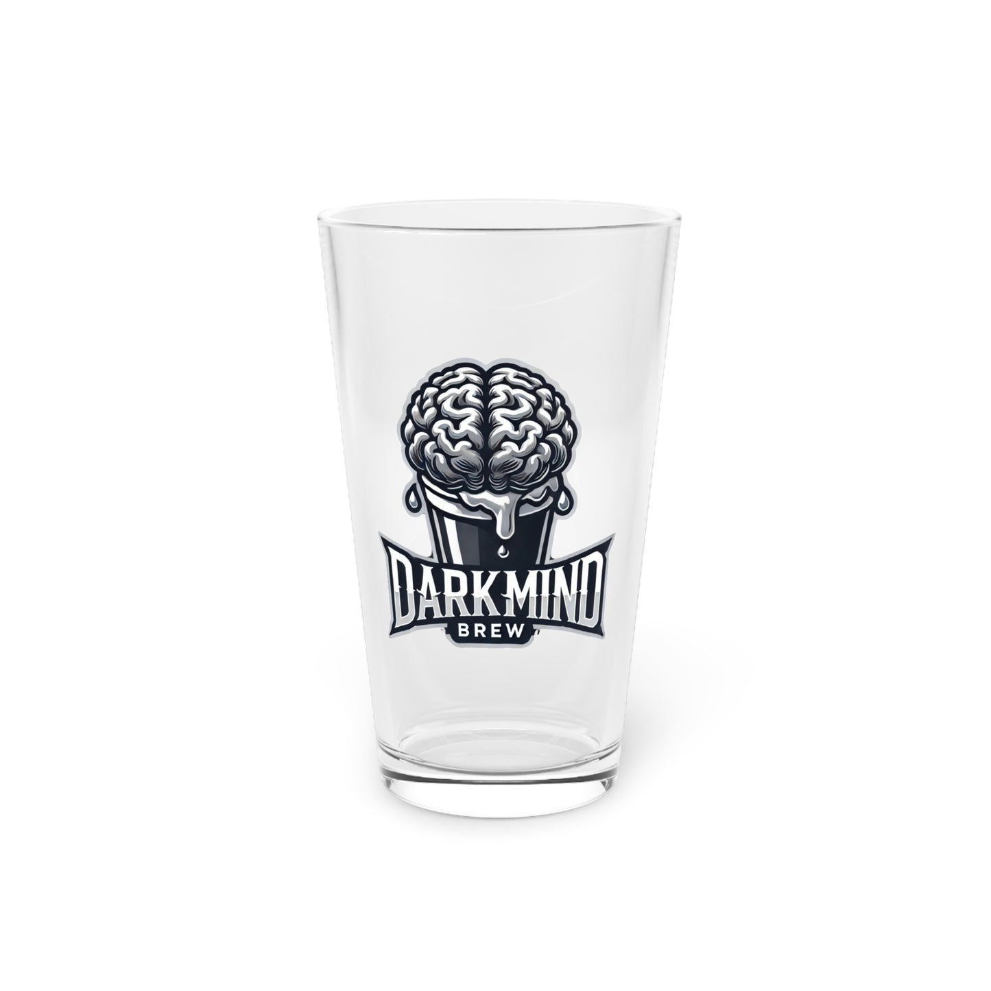 DarkMind Brew 16oz Pint Glass — Brain Logo Beer Glass