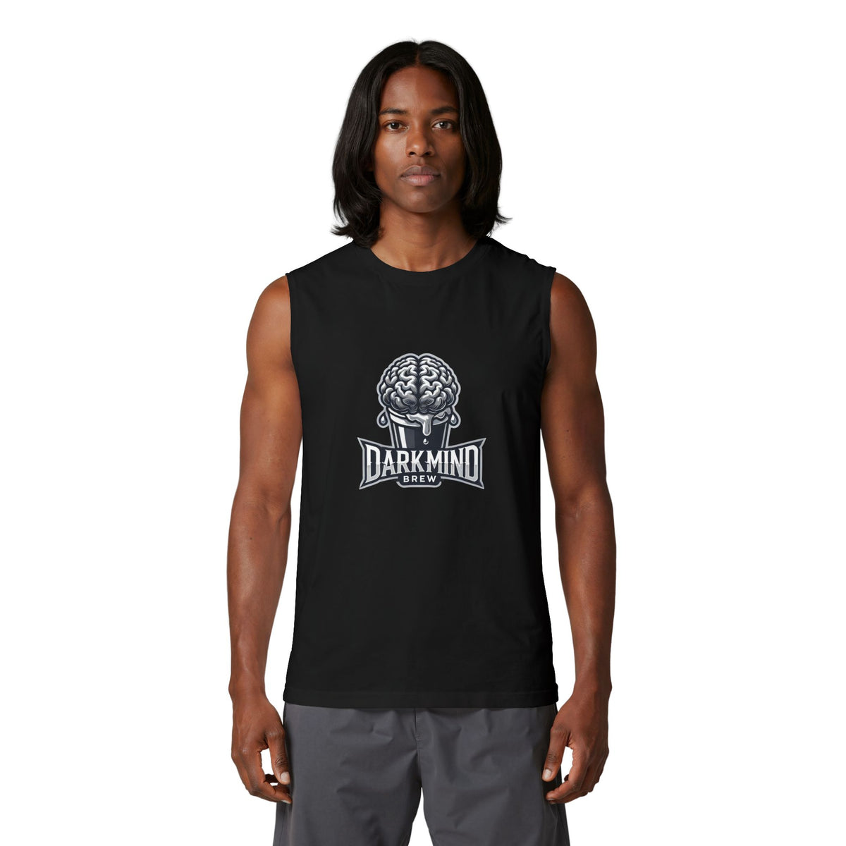 DarkMind Brew Muscle Tank — Brain Logo Graphic Tank Top