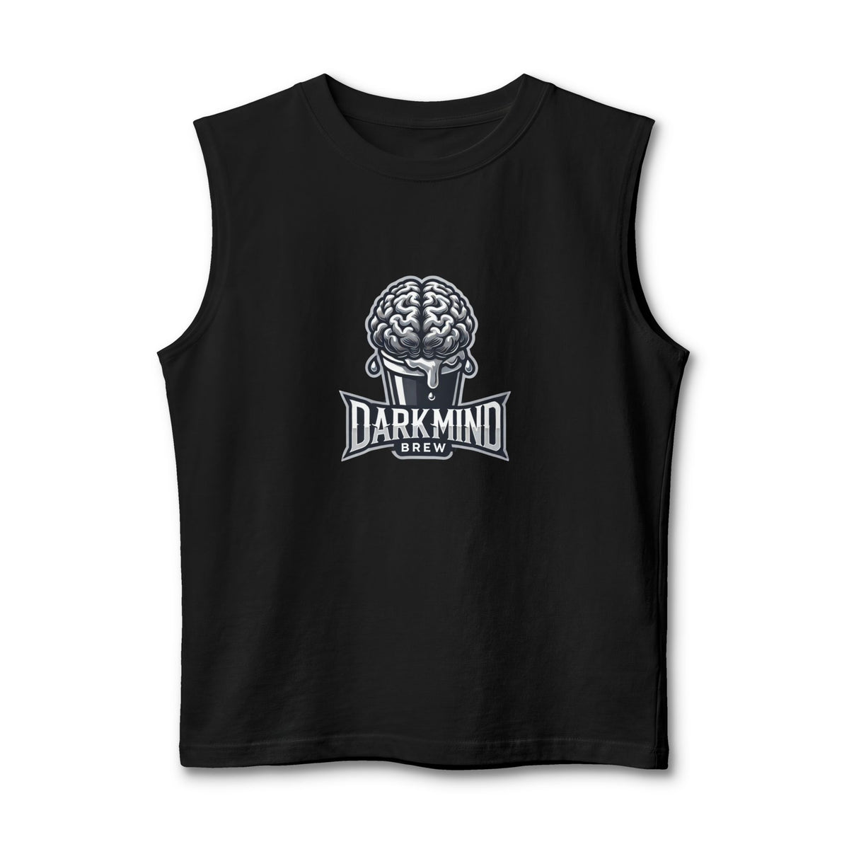 DarkMind Brew Muscle Tank — Brain Logo Graphic Tank Top